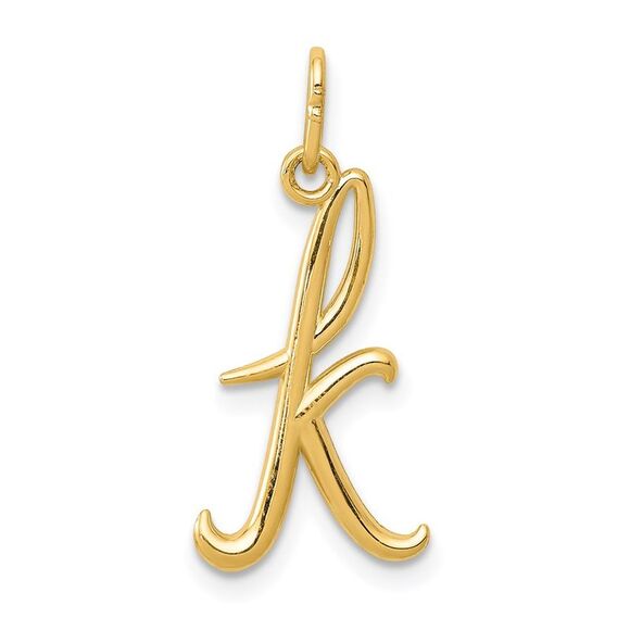 14k Yellow Gold, Claire Collection Mini Lower Case Initial K Charm - Picture 1 of 5